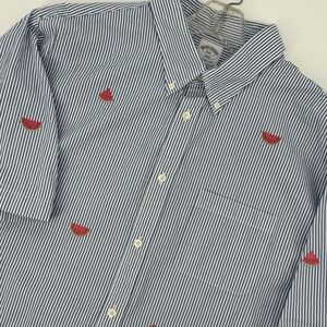 Brooks Brothers Regent Fit XXL Blue Stripe Watermelon Embroidered Button Down